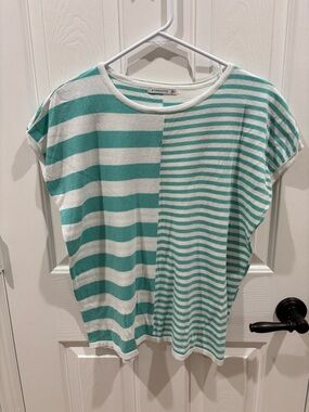 Staccato Striped Tee in Teal and White